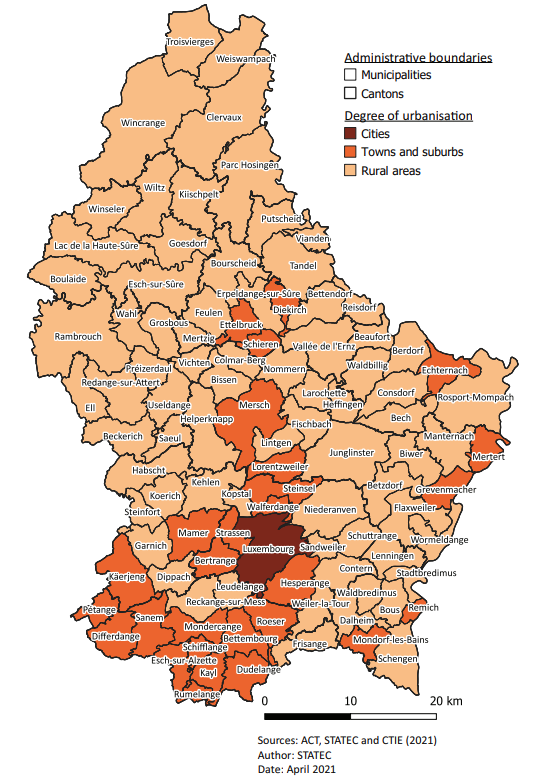 Degree of urbanisation of municipalities