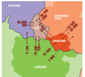 Estimated cross-border employment in the Greater Region 2014