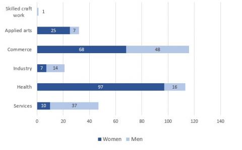 The chart below illustrates the total number of BTS degrees by field for the academic year 2020/2021.