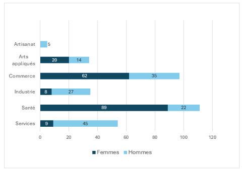 le nombre total de diplômes de BTS délivrés par domaine pour l’année académique 2022/2023