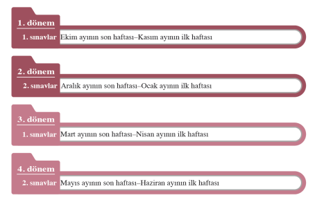 Şekil 8: MEB Tarafından Uygulanan Ortak Sınav Tarihleri Şekil 8: MEB Tarafından Uygulanan Ortak Sınav Tarihleri