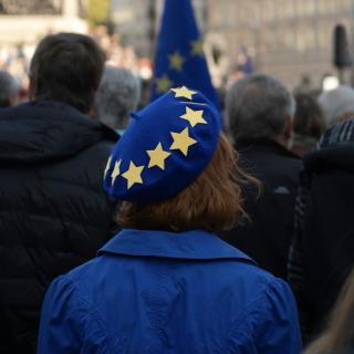 girl in an EU beret