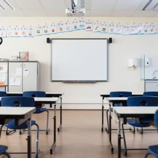 Classroom with whiteboard Classroom with whiteboard