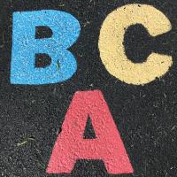 A B C written in chalk
