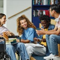 Students in a library