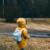 toddler with a backpack