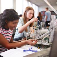 Students experimenting in class